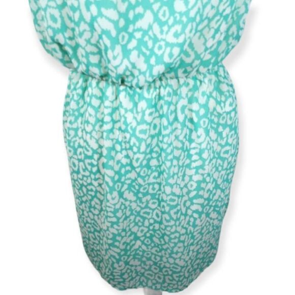 MANITO MINT & WHITE LEOPARD PRINT STRAPLESS DRESS SZ.M EUC. - Picture 3 of 7